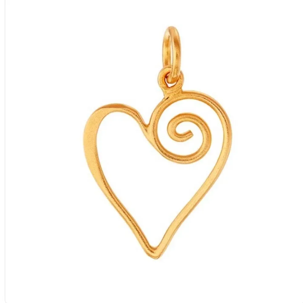 Real Yellow Gold Sterling Silver Heart Pendant New - Picture 2 of 2